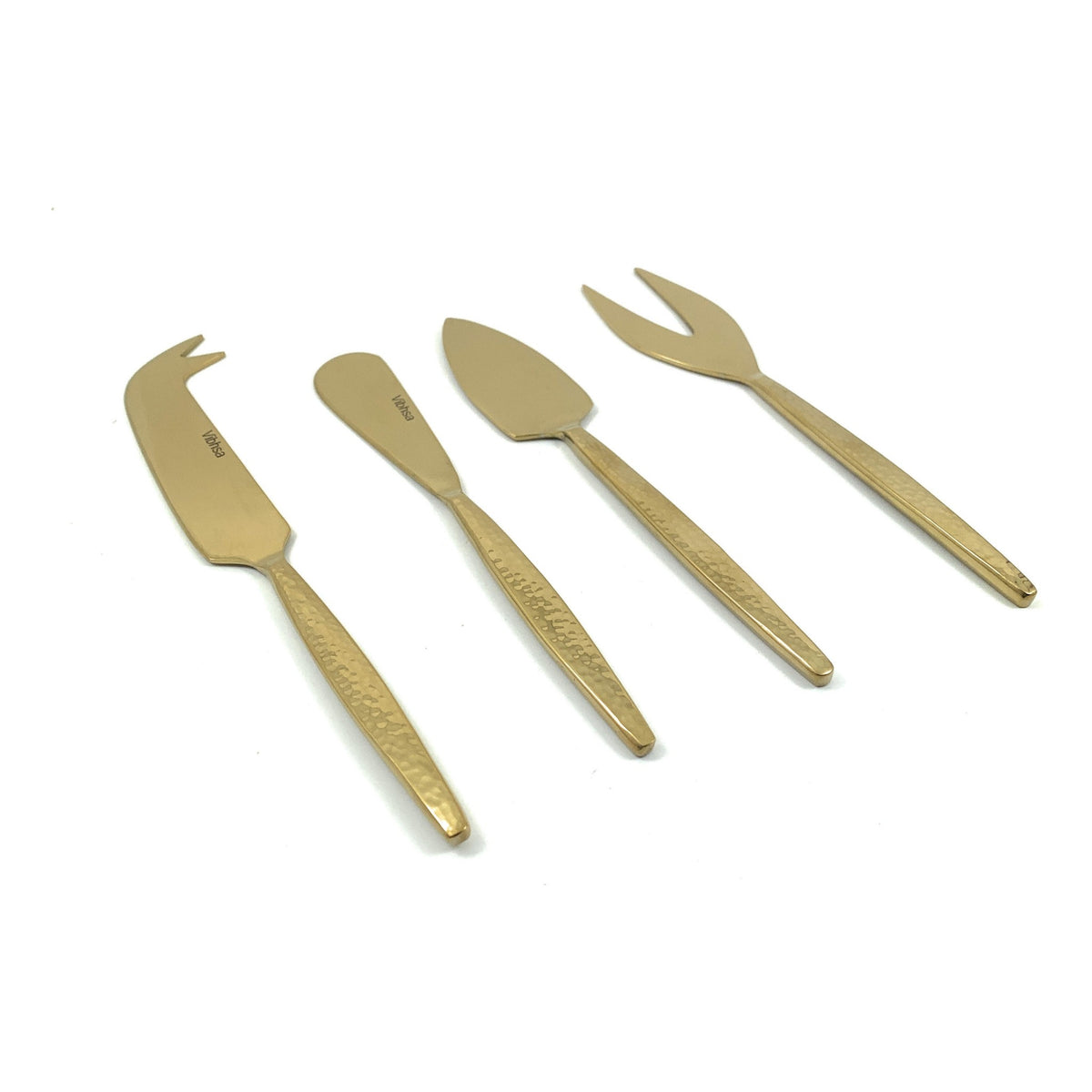 Vibhsa Gold Cheese knives set of 4 Stainless Steel Hammered