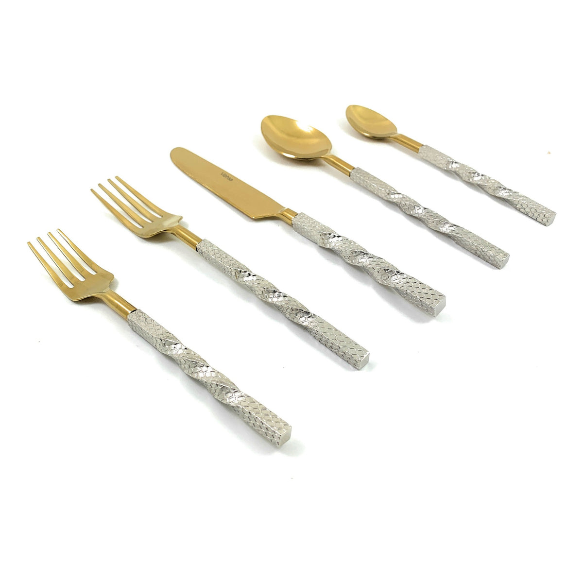 Vibhsa Gold Stainless Steel Flatware Set of 20 Pieces