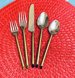 golden hammered flatware set stainless steel 20 pc