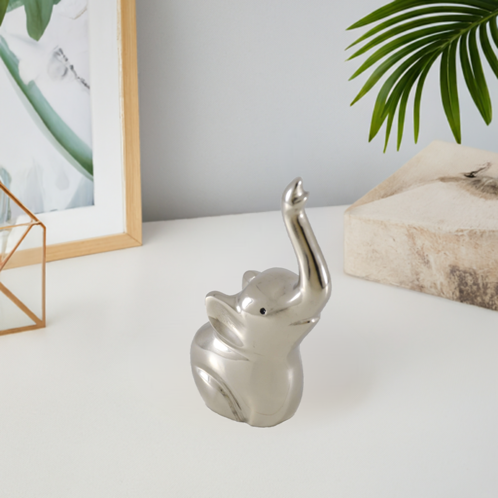Vibhsa Elephant Ring Holder, 4 Inch, Silver Finish