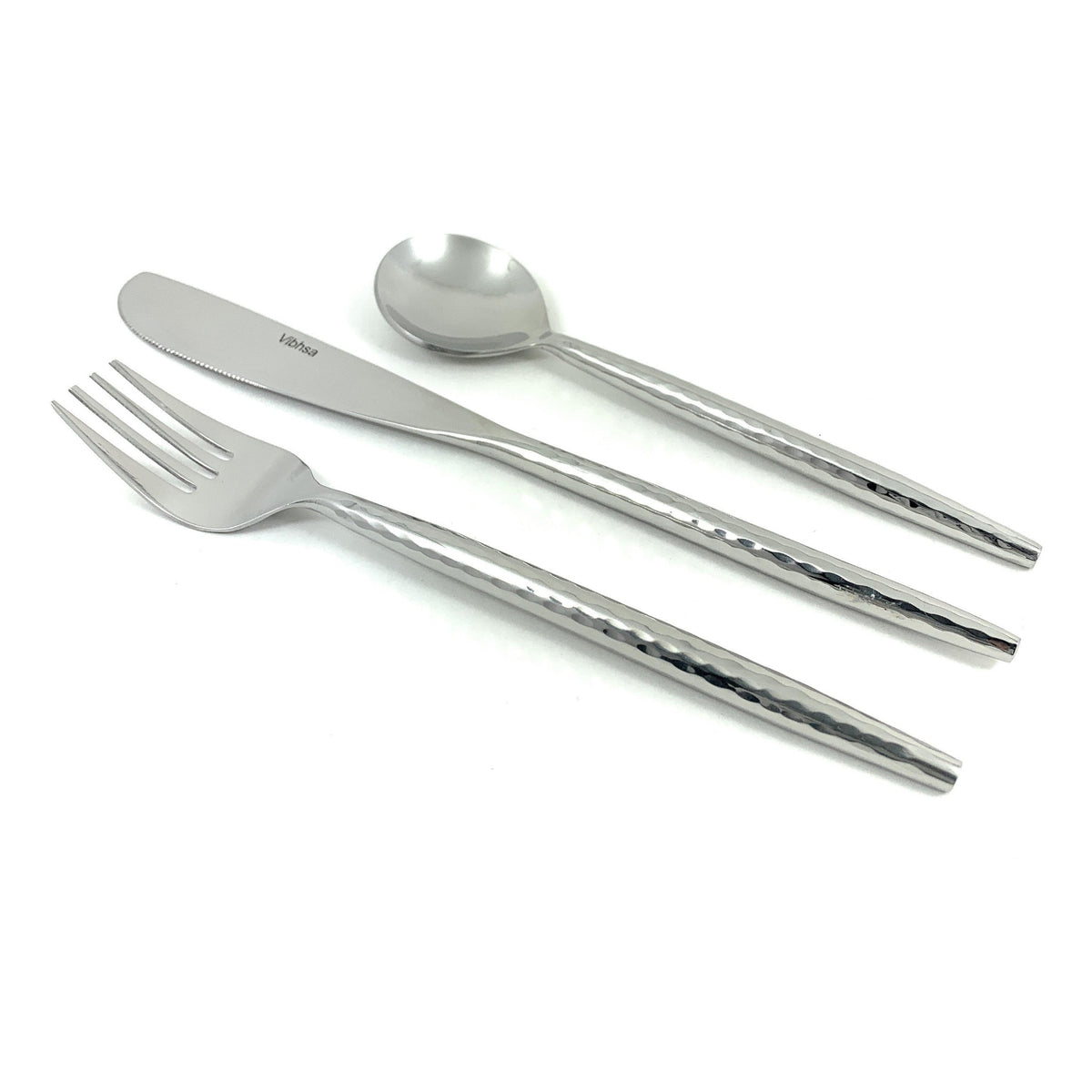 Vibhsa Hammered Stainless Steel Flatware 18-Piece Set