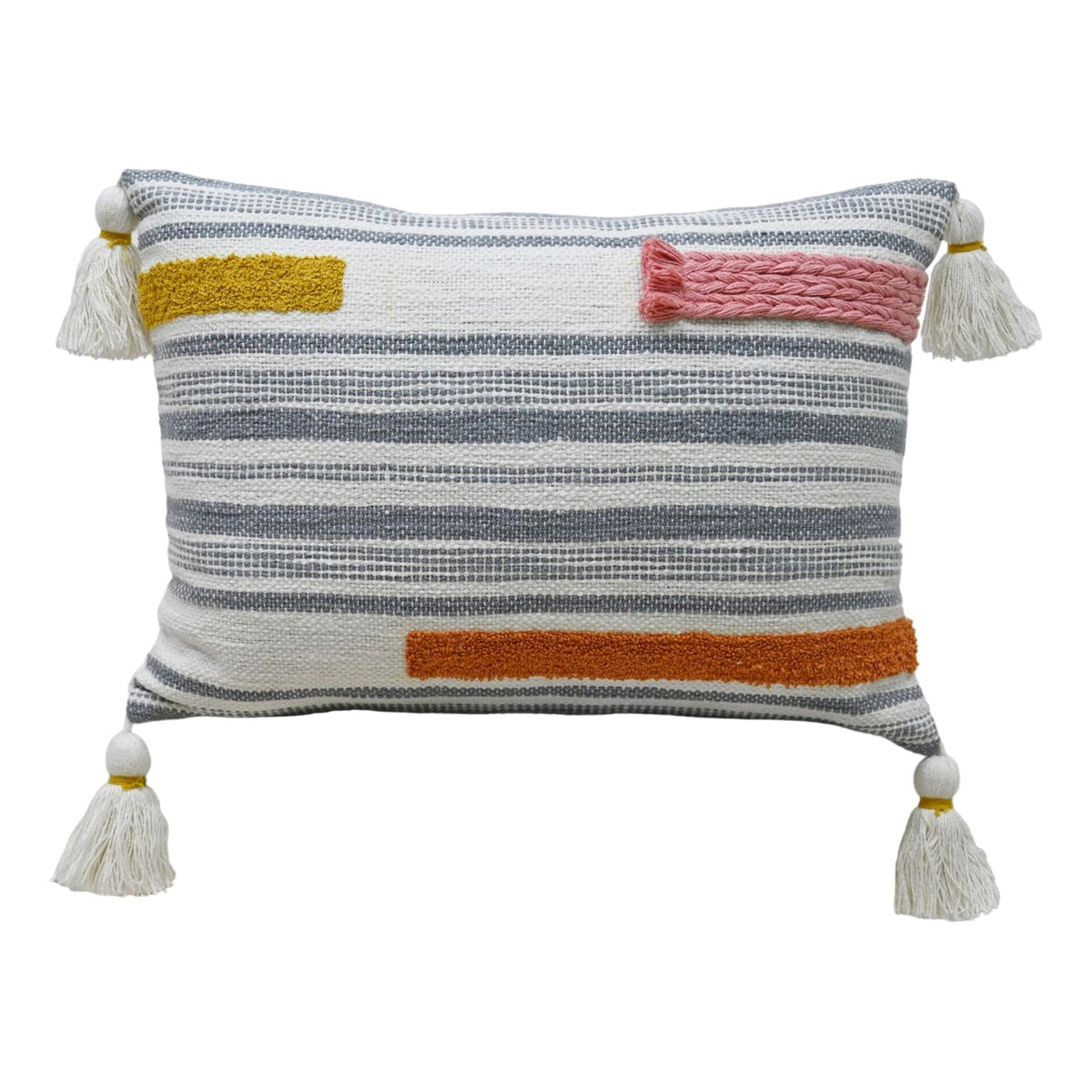 Handwoven Embroidery Braid Couch Decorative Pillow 14"x20"