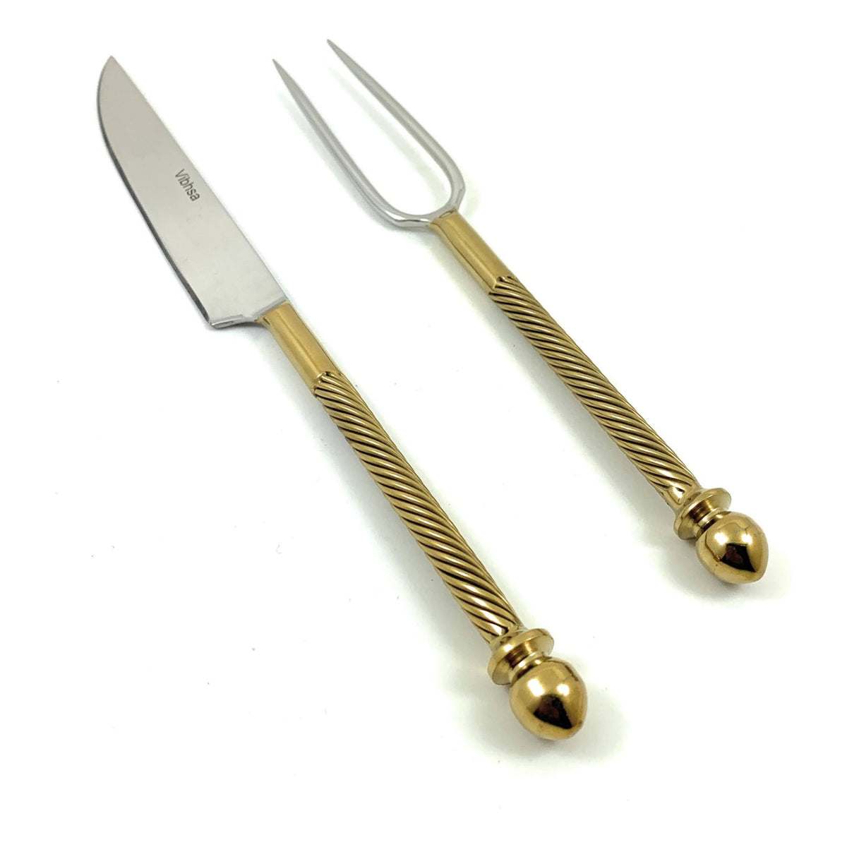 Stainless Steel Carving Set with Gold Handle