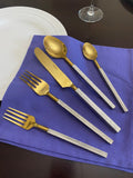 aluminum and golden flatware 20 pc set