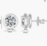 studs earrings 14 k white gold moissanite round shaped