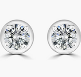 studs earrings 14 k white gold moissanite round shaped