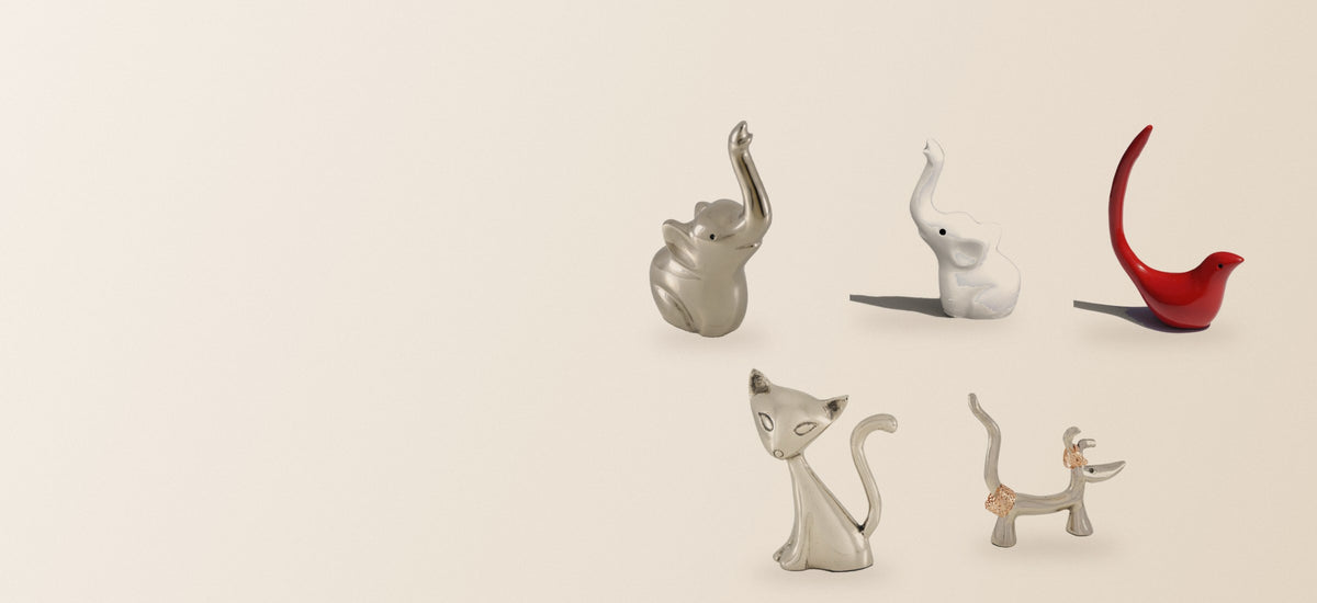 Vibhsa elephant, bird, cat and dog ring holders
