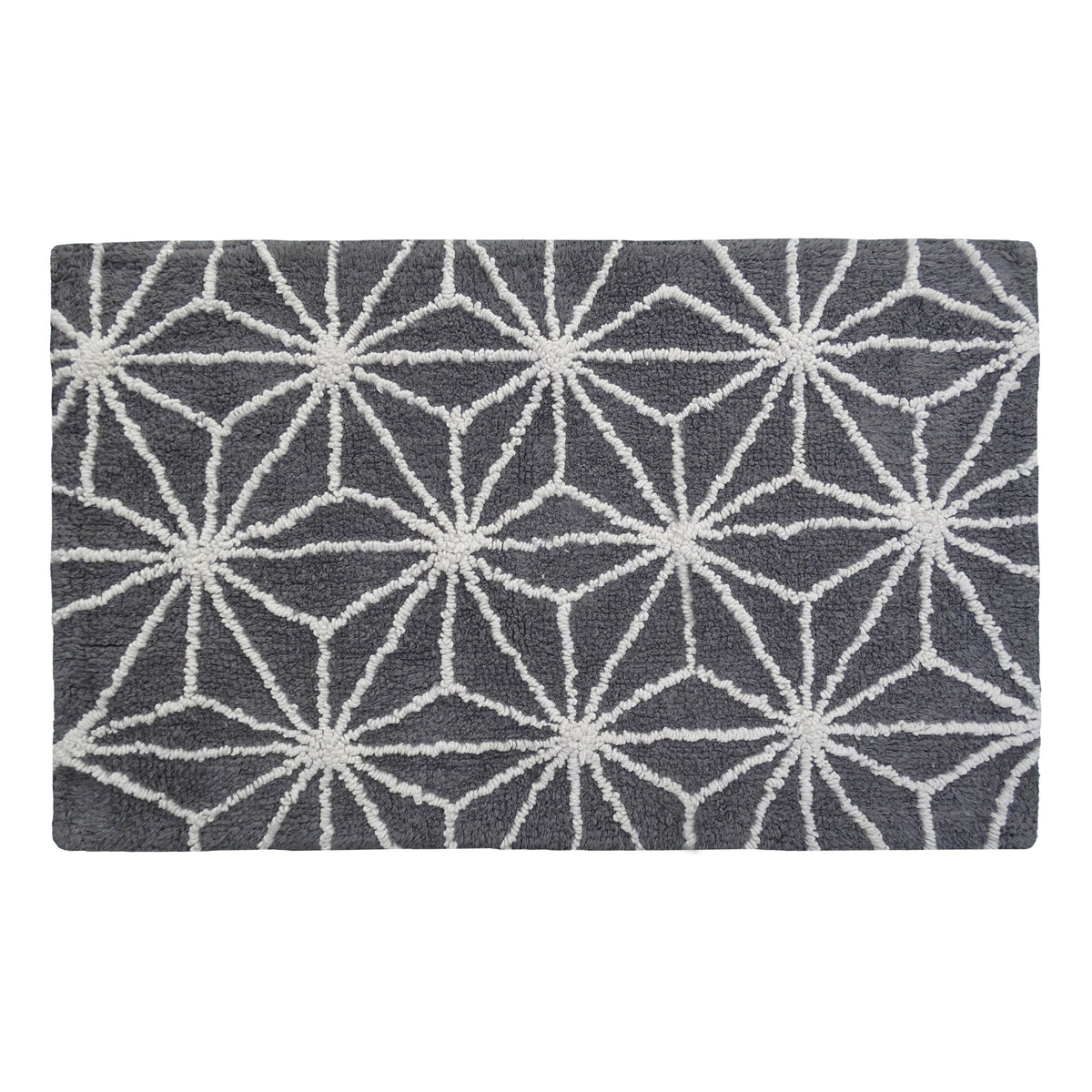 Vibhsa Bath Rug Geometric Pattern in Grey & Ivory