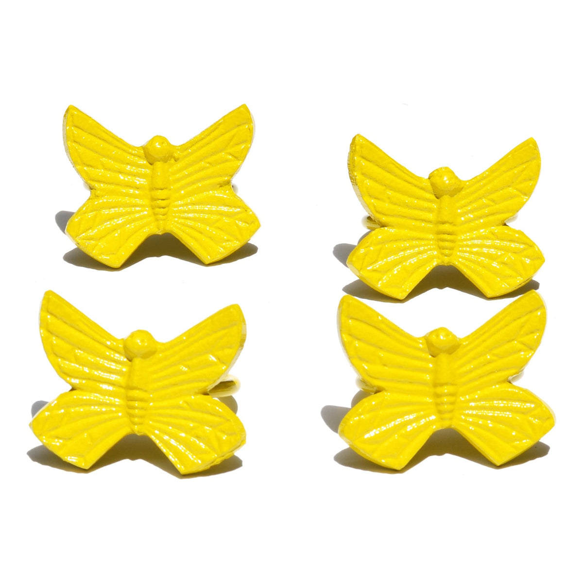 Vibhsa Yellow Butterfly Napkin Rings | Set of 4, Handcrafted Aluminum