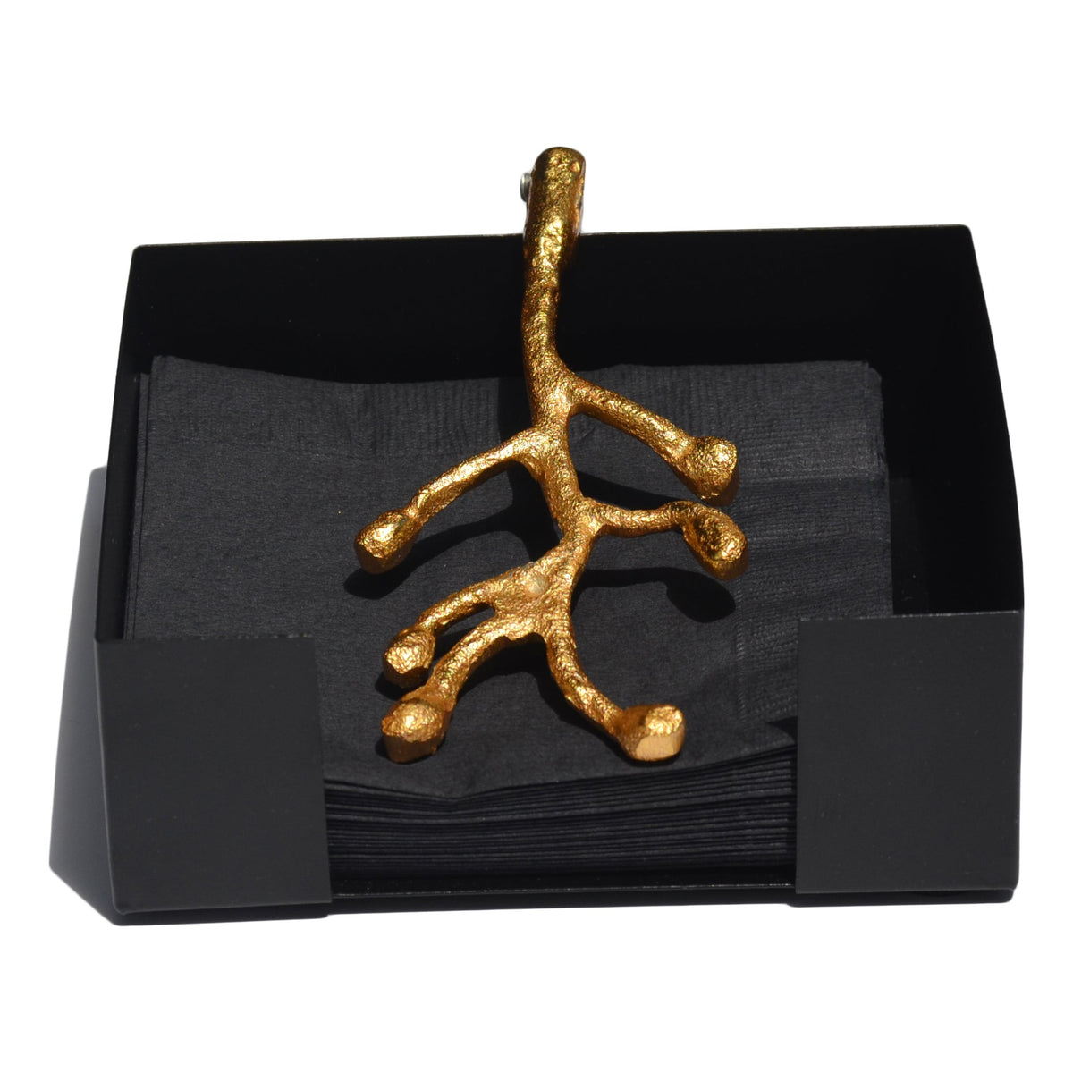 Vibhsa Napkin Holder Dining Decor (Gold Olive Bud)