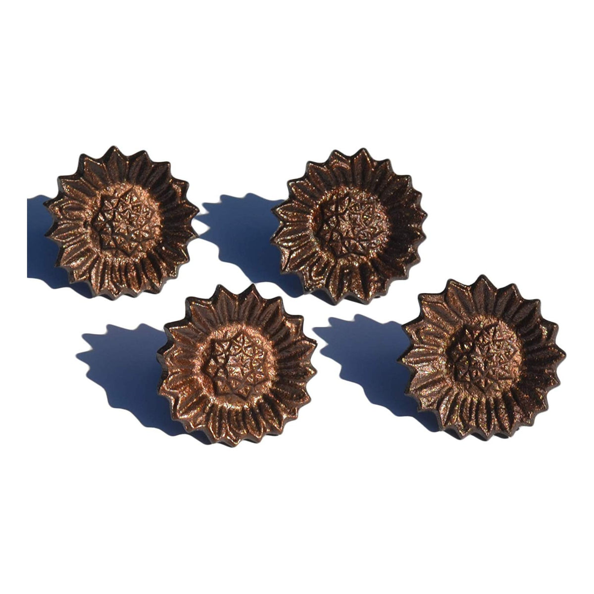 Vibhsa Antique Sunflower Napkin Rings | Set of 4, Handcrafted Aluminum