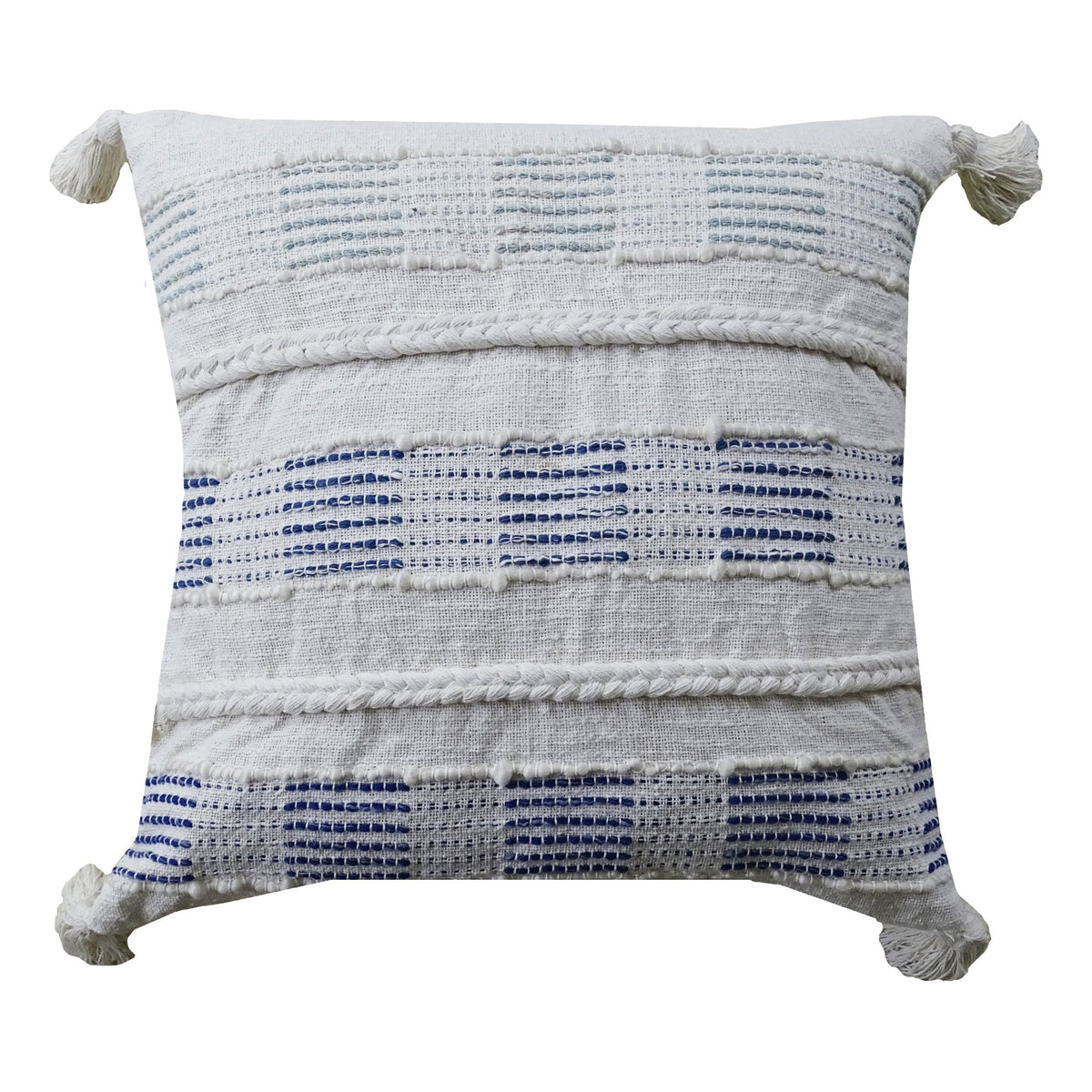 Throw Pillow Cover Blue & White Square 22" X 22" Insert Included