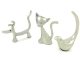 Vibhsa Dog Cat & Bird Ring Holders Set - Silver