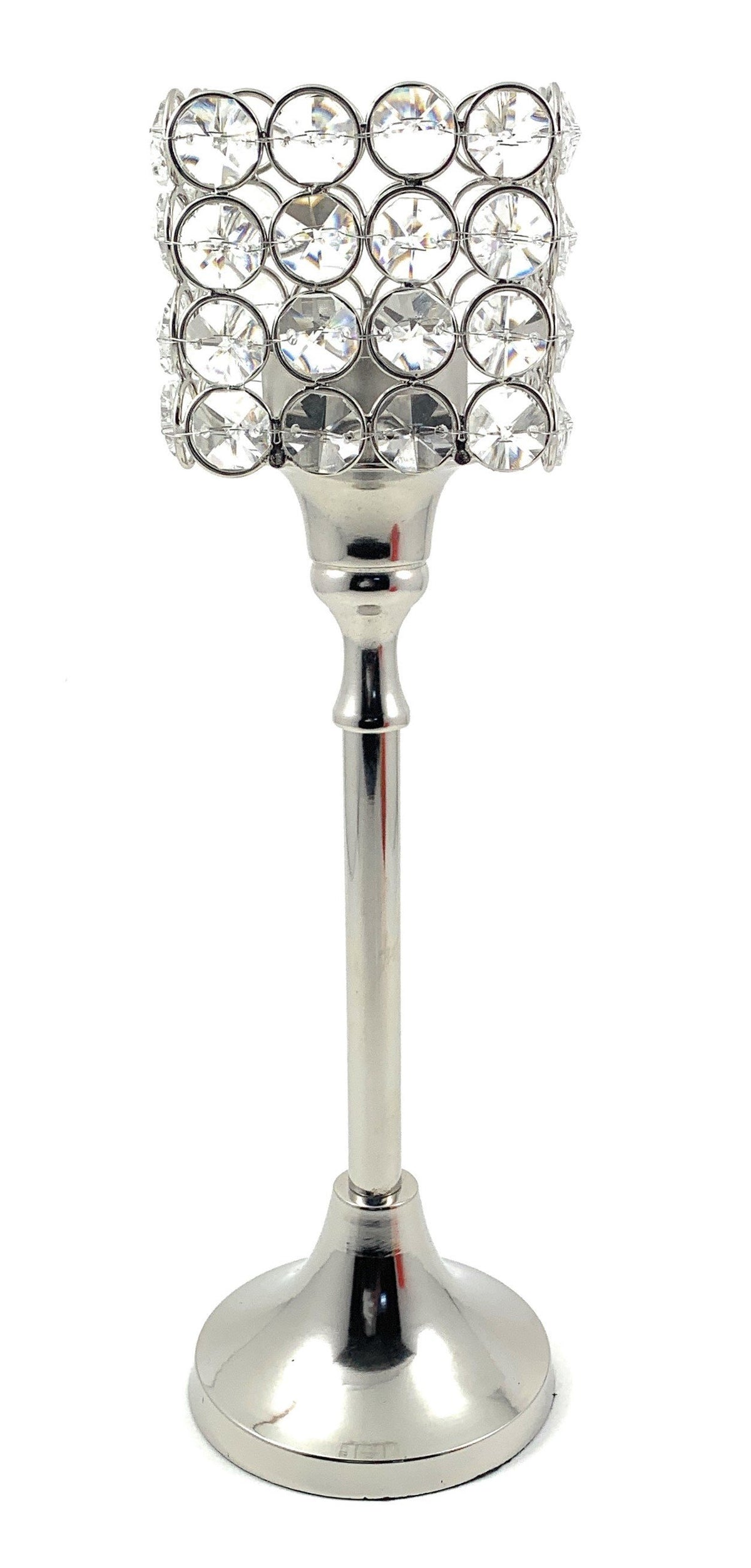 Vibhsa Hurricane Crystal Candle Holder | Square, 10", Tealight Centerpiece