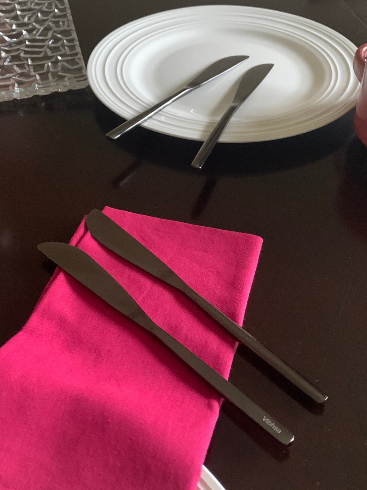 Vibhsa Black Flatware Set 5 Pieces, Service for 1, PVD Black Stainless Steel