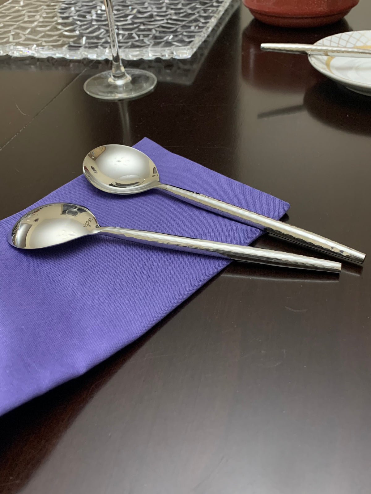 Hammered Flatware Stainless Steel Set of 5 Pieces