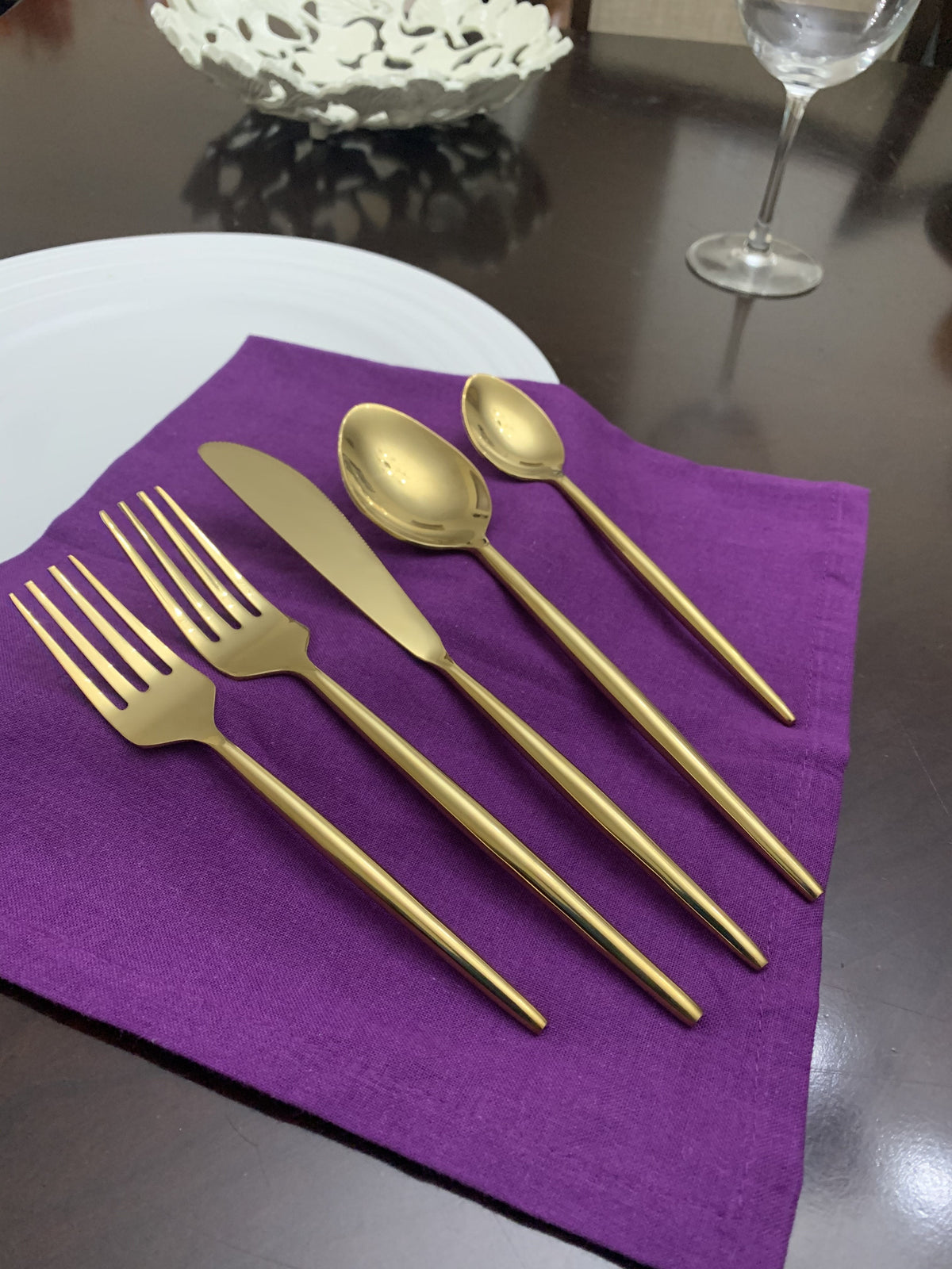 Vibhsa 5 PC Gold Flatware Set, Service for 1