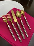Golden Stainless Steel Flatware Set of 20 PC (Twsited)