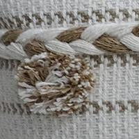 Vibhsa Ivory Handwoven Lumbar Pillow 14x24 with Braids and Pom-Poms