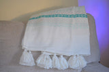 Hand loom Woven Throw Turquoise & White - Vibhsa