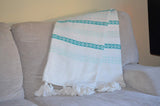 Hand loom Woven Throw Turquoise & White - Vibhsa
