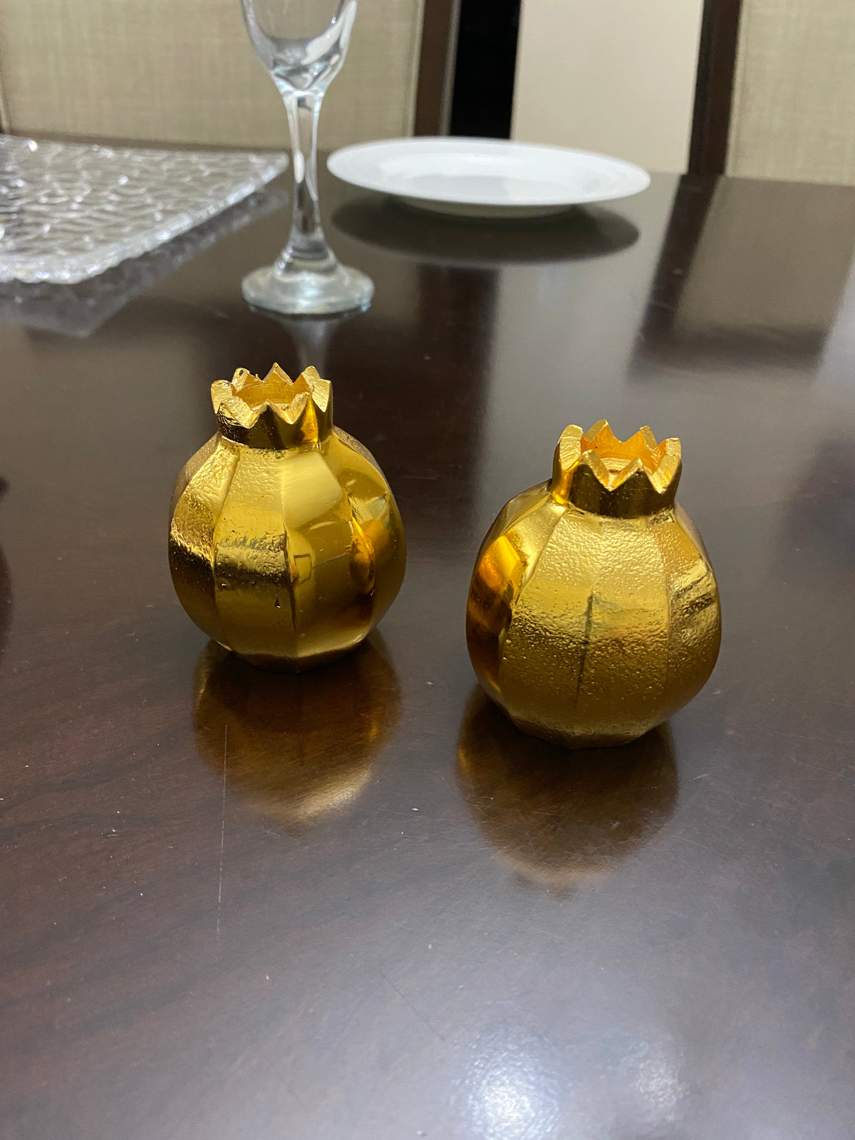Vibhsa Pomegranate Salt and Pepper Shakers, Gold, Set of 2