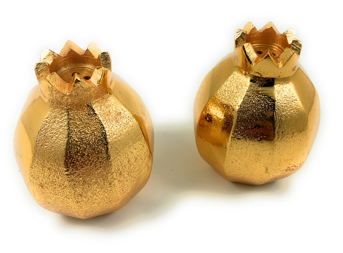 Vibhsa Pomegranate Salt and Pepper Shakers, Gold, Set of 2