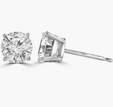 round shape moissanite studs earrings white gold