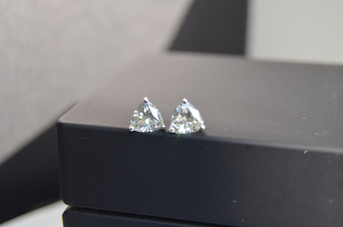 Elegant Trillion-Cut Moissanite Earrings in 4.5mm, 0.54 Carats set in 14kt White Gold for Women