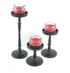 Pillar Candle Holder Set of 3 Glossy Black - Vibhsa