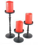 Pillar Candle Holder Set of 3 Matte Black - Vibhsa