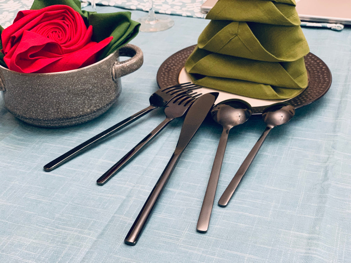 Vibhsa Black Flatware Set 5 Pieces, Service for 1, PVD Black Stainless Steel