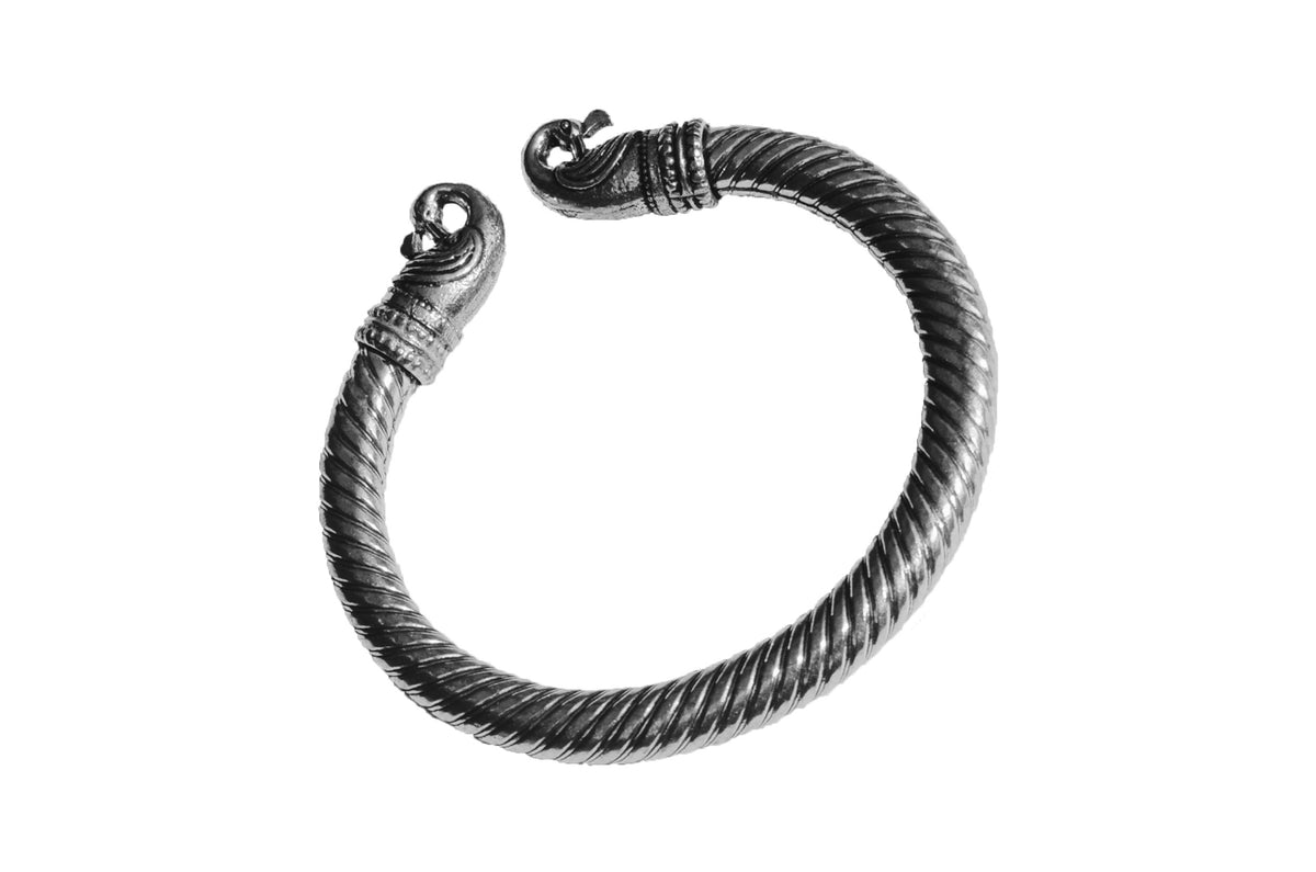 Vibhsa Antique Norse Viking Cuff Bracelet with Peacock Heads