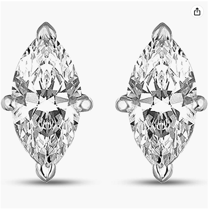 Brilliant Marquise 3mm 0.49 Carat Moissanite 925 Sterling Silver Earrings for Women
