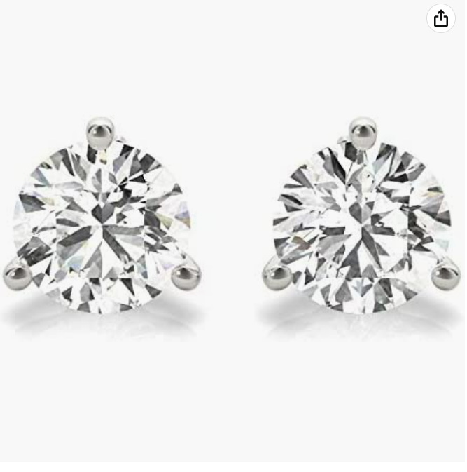 Brilliant Round-Cut Moissanite Earrings in 4.5mm, 0.62 Carats set in 14 k White Gold for Women
