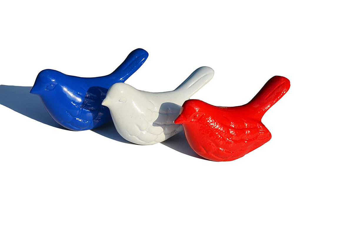 Vibhsa Bird Figurines Symbols of Health & Happiness (Blue, Red & White)