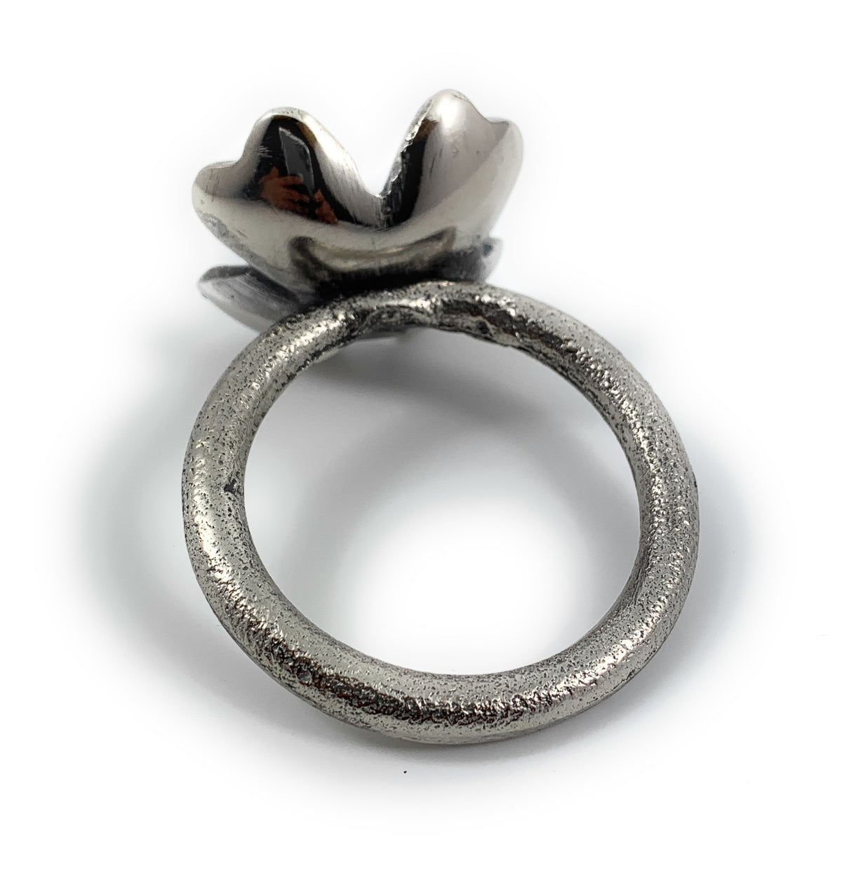 Vibhsa Rustic Silver Floral Napkin Rings | Set of 4, Handcrafted Aluminum