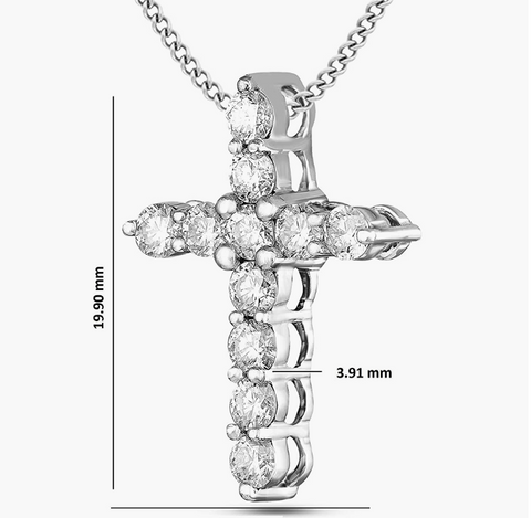 Spritual pandent cross of jesus 14 k white gold diamond moissanite