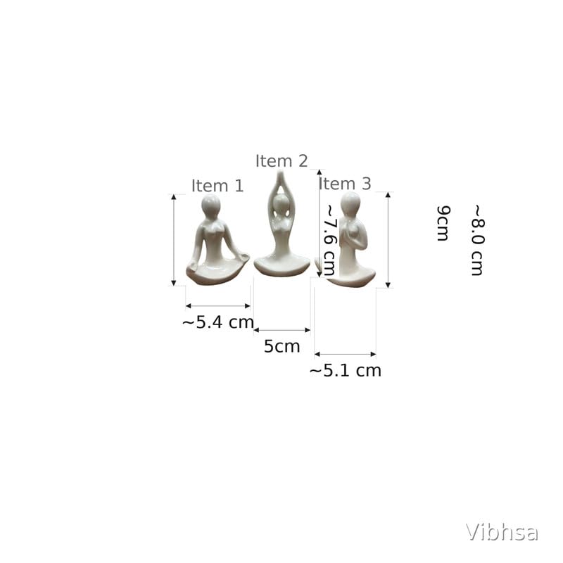 Vibhsa Ceramic Yoga Meditation Figurine Set of 3