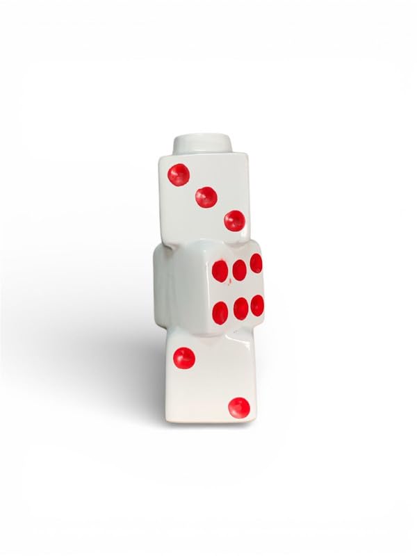 Vibhsa Modern Ceramic Dice Shape Flower Vase with Artificial Yellow Flowers