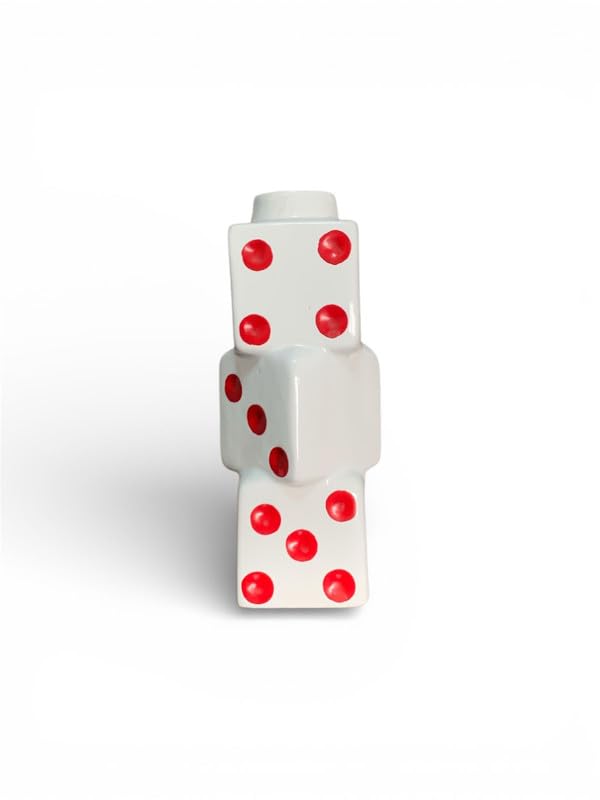 Vibhsa Modern Ceramic Dice Shape Flower Vase with Artificial Yellow Flowers