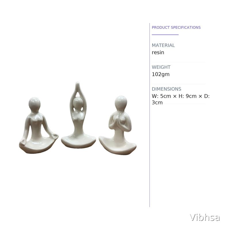 Vibhsa Ceramic Yoga Meditation Figurine Set of 3