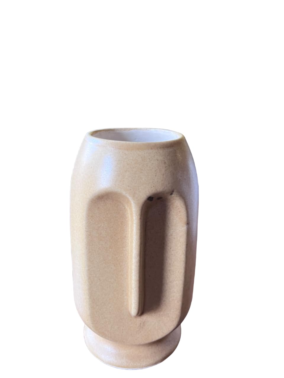 Vibhsa Beautiful Ceramic Abstract Face Vase – Beige