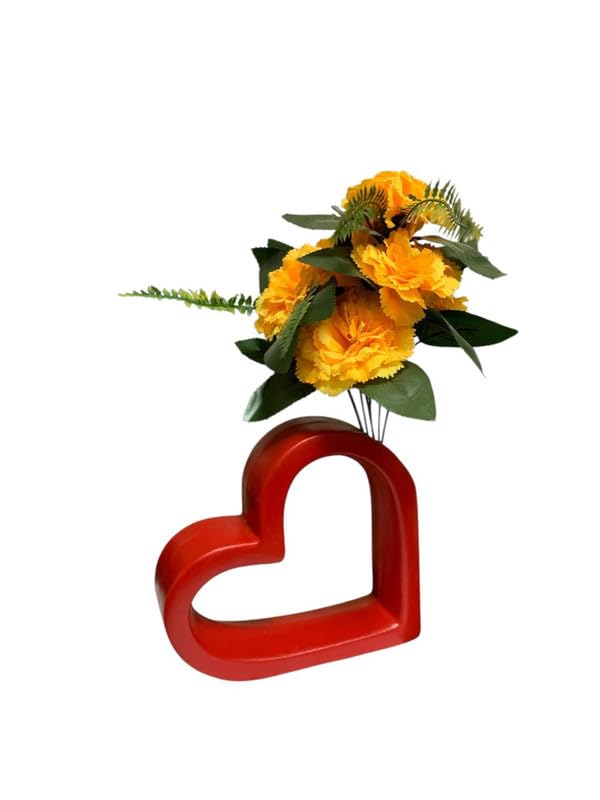 Vibhsa Romantic Red Heart Ceramic Vase