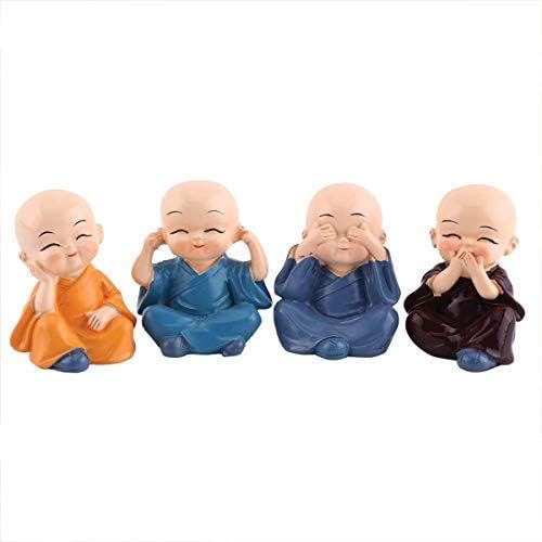 Vibhsa Miniature Buddha Monk Statues – Set of 4, Resin