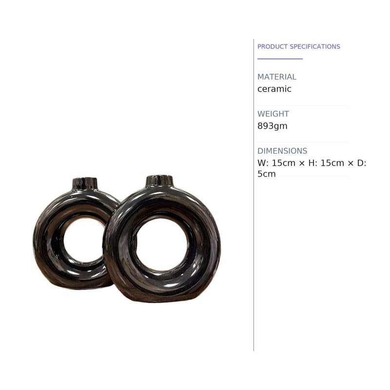 Vibhsa Set of 2 Modern Round Ring Shaped Decorative Vases