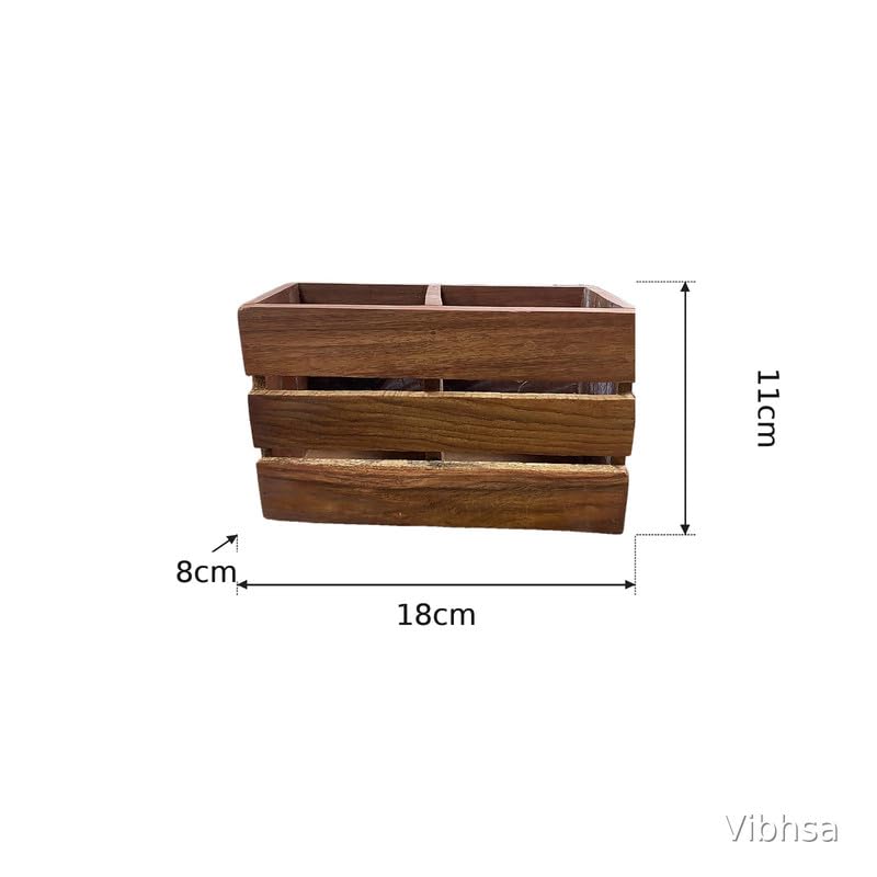 Vibhsa Wooden Desk Organizer Pen Stand with 3 Compartments