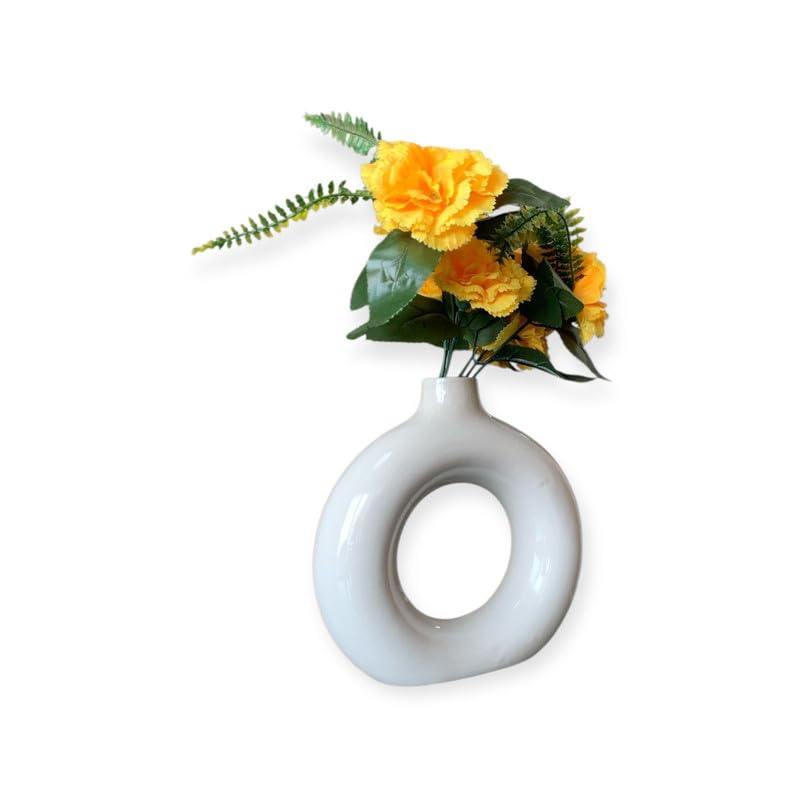 Vibhsa Elegant Ceramic Flower Vase for Home Décor – White