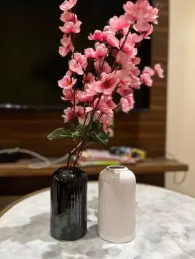 Vibhsa Black Ceramic Flower Vase for Living Room