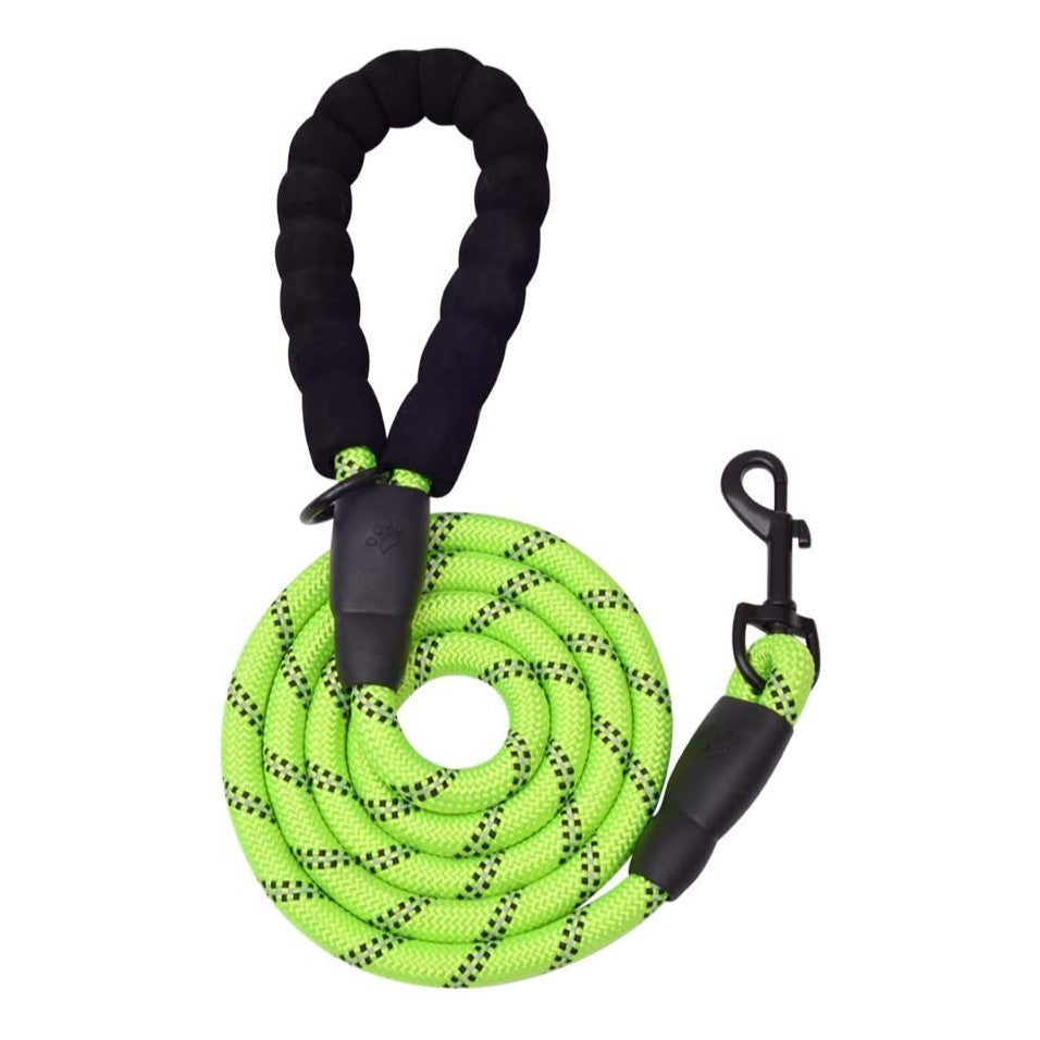 5 FT Thick Highly Reflective Dog Leash-Green